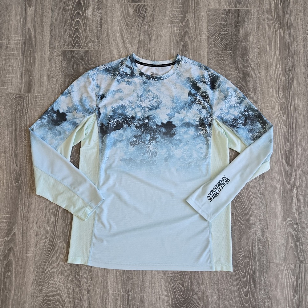 World Wide Sportsman  FishingLong Sleeved Crew Performance Blue Womans  ‎ Sz M